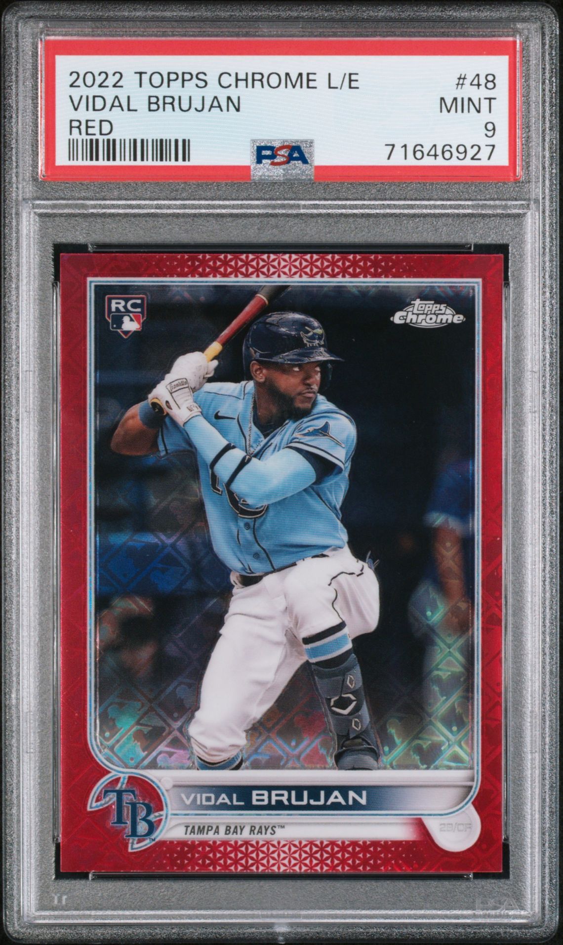 2022 Topps Chrome Logofractor Edition Vidal Brujan #48 (Red) Mint 9 front