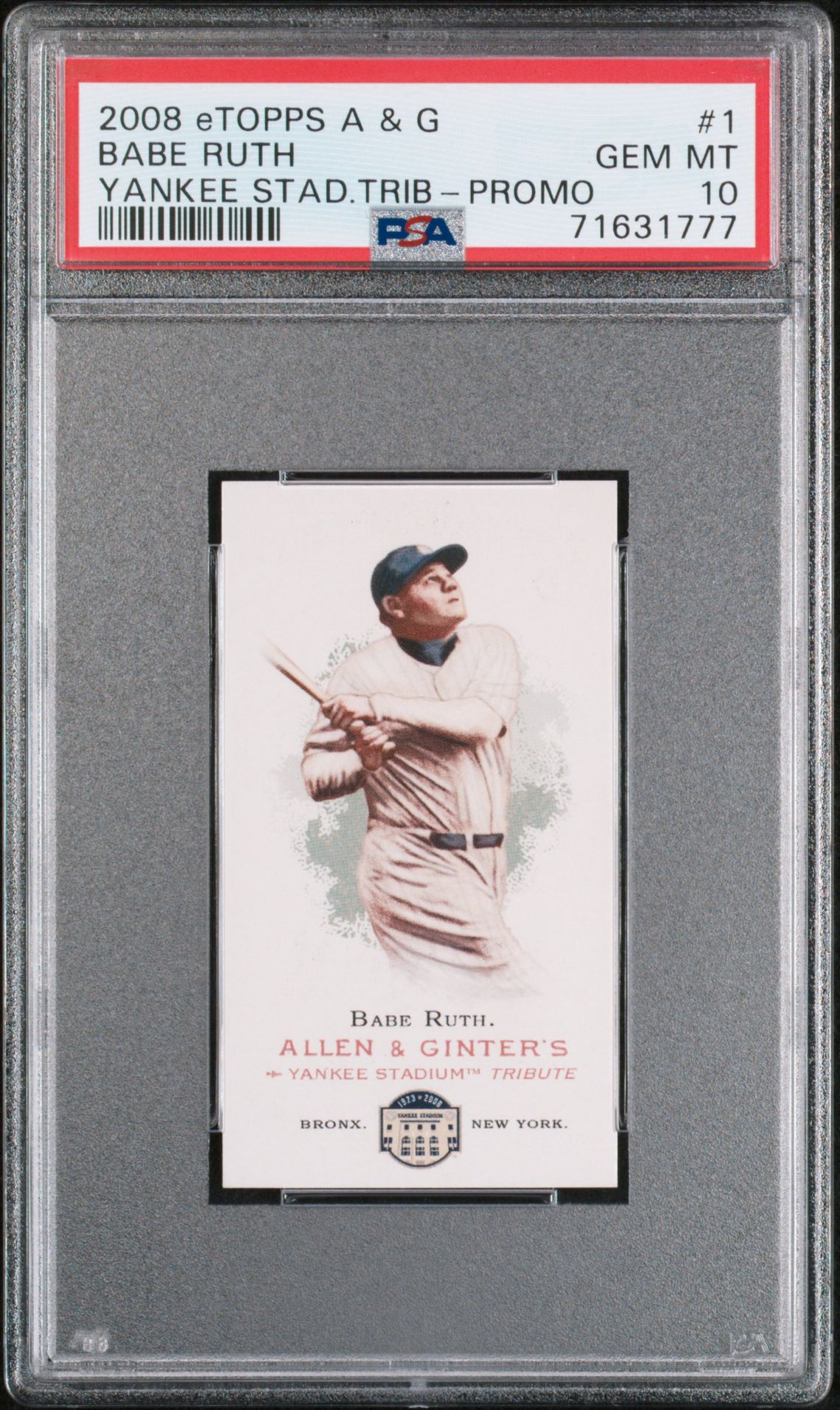 2008 Topps Topps Allen & Ginter YANKEE STAD.TRIB.-PROMO #1 Babe Ruth front