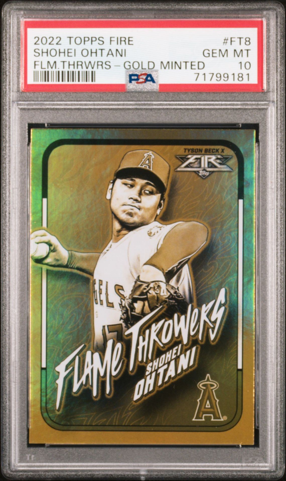2022 Topps TOPPS FIRE FLAME THROWERS FLM.THRWRS-GOLD MINTED #FT8 Shohei Ohtani front