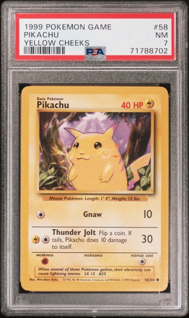 Base Set 58 Pikachu Yellow Cheeks PSA 7