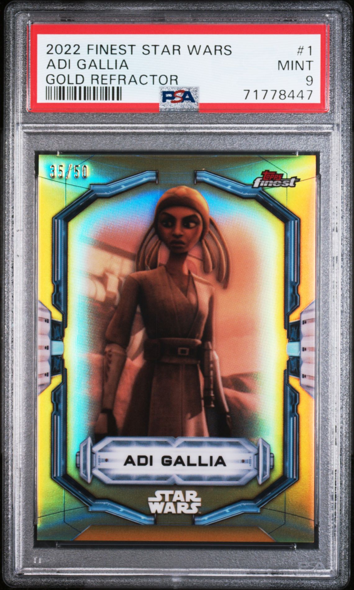 2022 Topps TOPPS FINEST STAR WARS Gold Refractor #1 Adi Gallia front