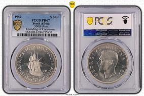 1952 5 Shil 300th Ann. of Capetown KM-41  Ag PR67