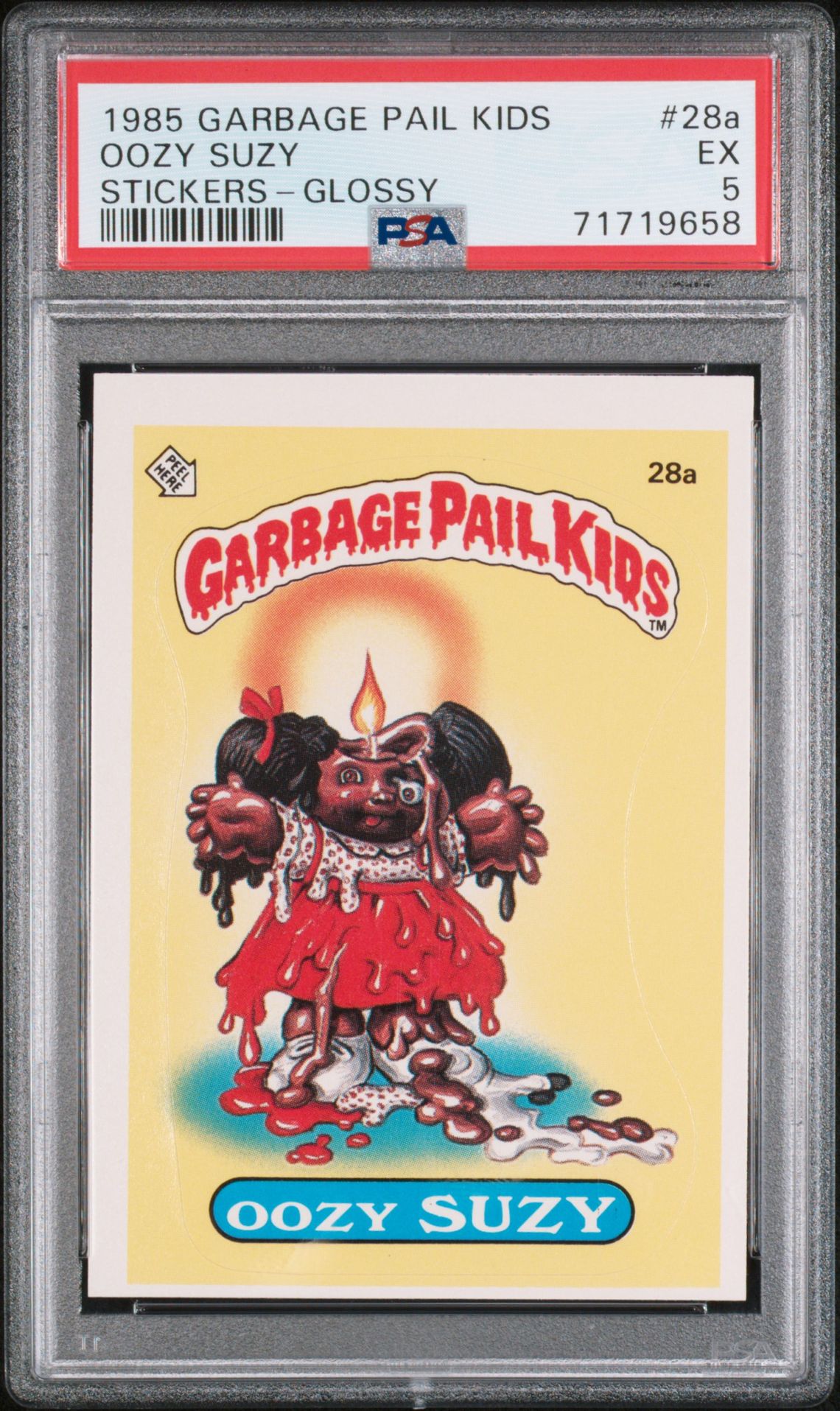 1985 Topps GARBAGE PAIL KIDS STICKERS GLOSSY #28A Oozy Suzy front