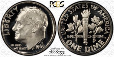 1969-S 10C PR69DCAM