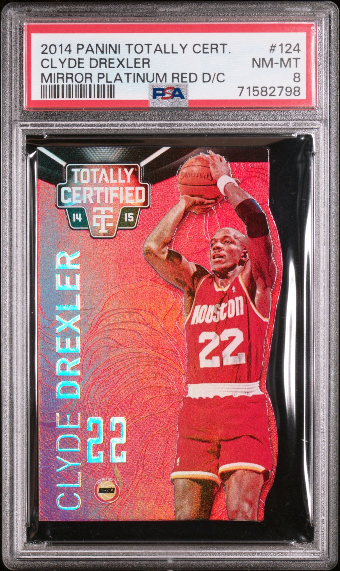 2014 Panini PANINI TOTALLY CERTIFIED MIRROR PLATINUM RED D/C #124 Clyde Drexler front