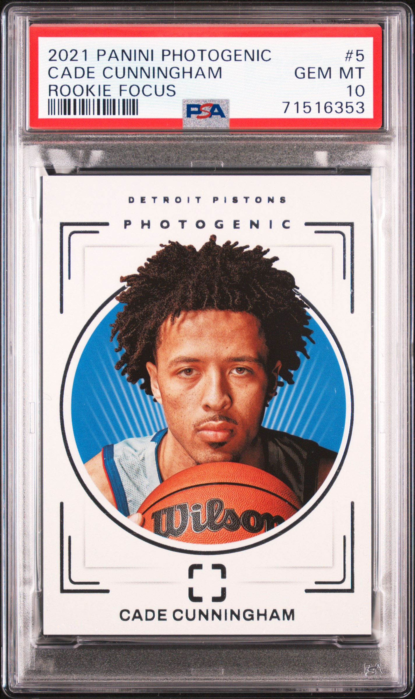 2021-22 Panini Photogenic Rookie Focus #5 Cade Cunningham Rookie Card – PSA GEM MT 10