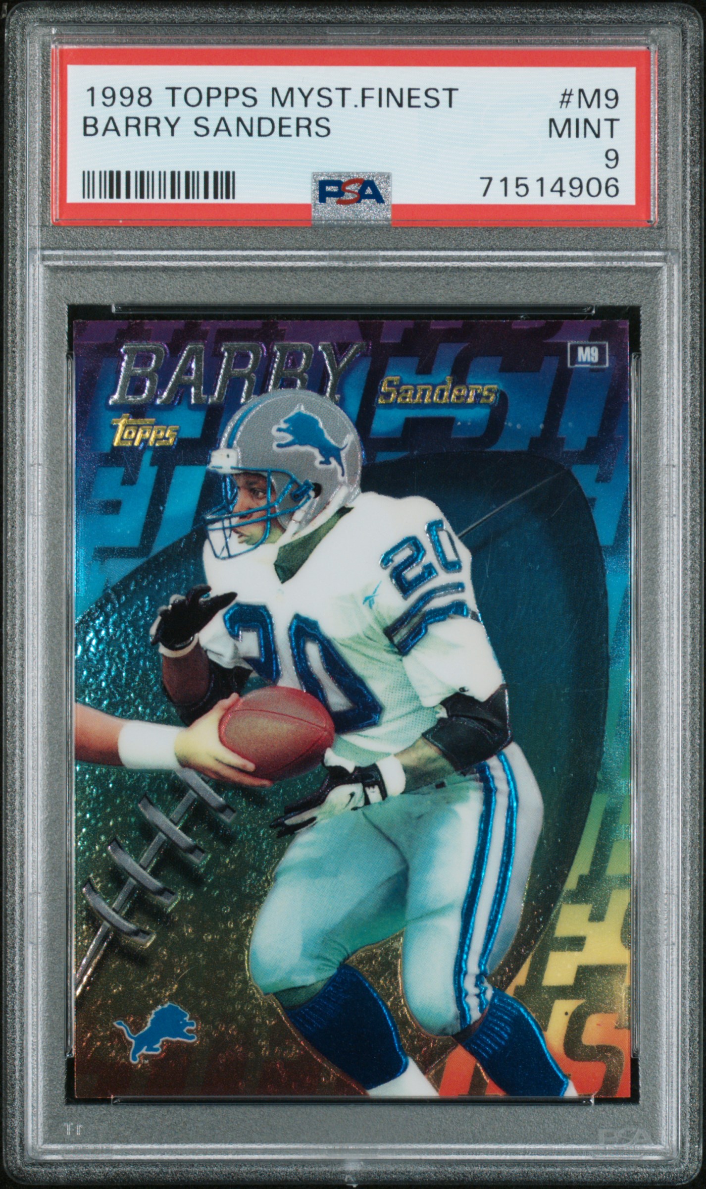 1998 Topps Mystery Finest Barry Sanders #M9 Mint 9 front