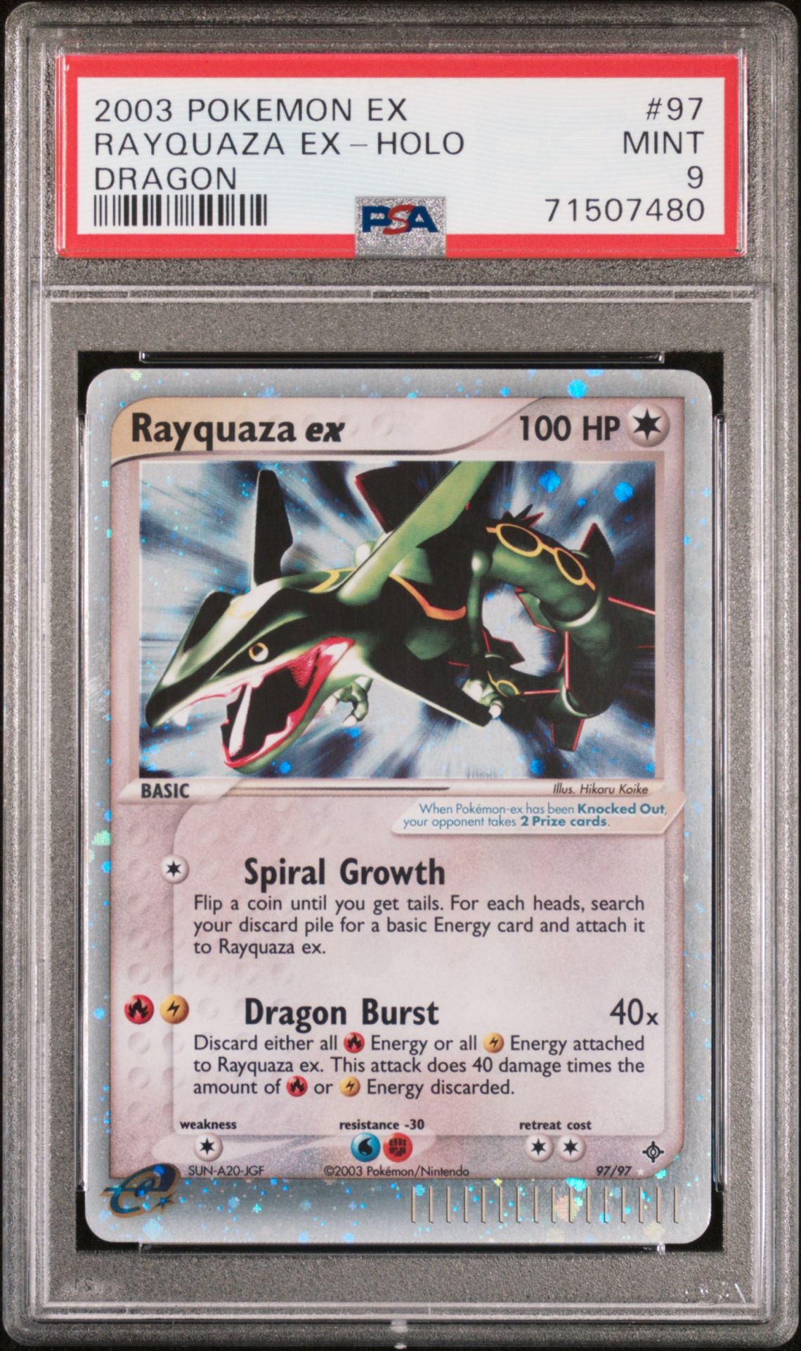 2003 Pokemon #97 Rayquaza EX-Holo front