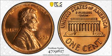 1972 1C Doubled Die Obverse MS67+ RD