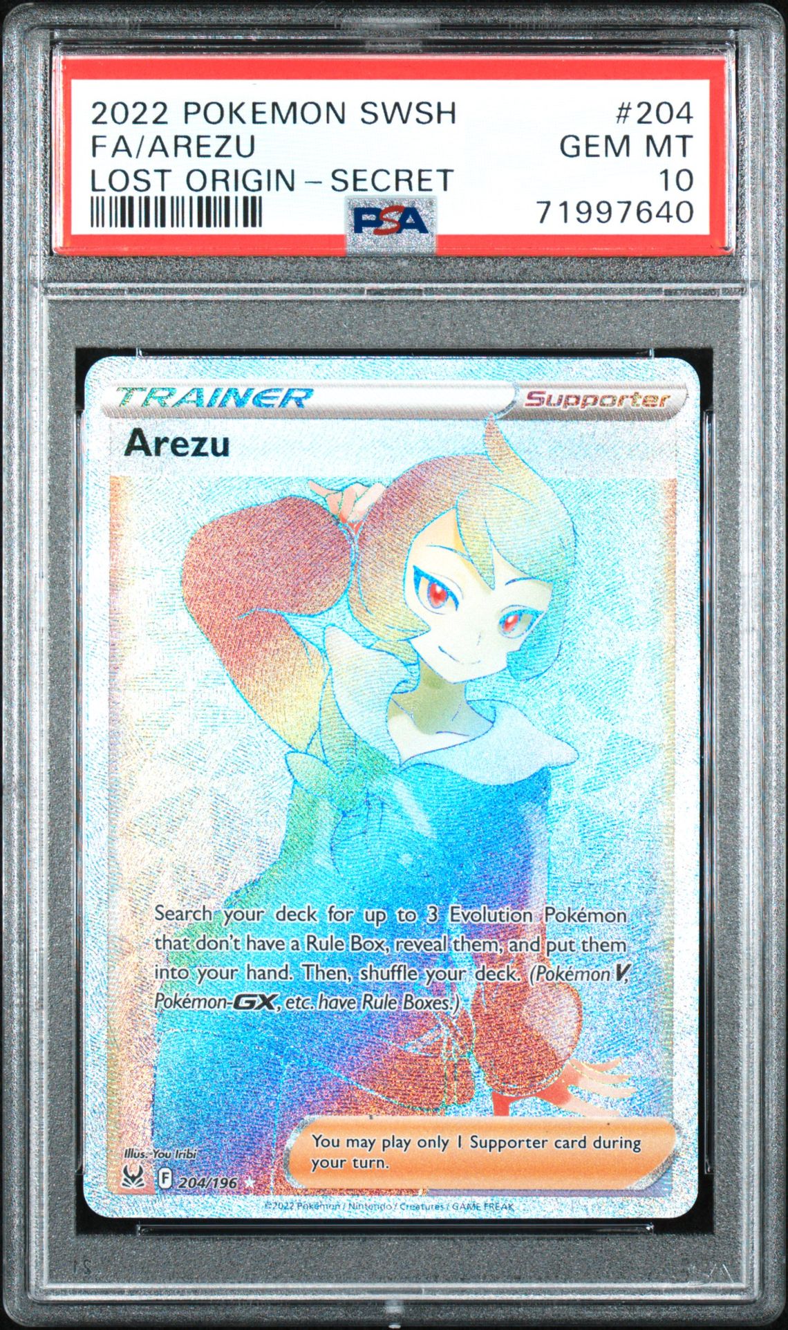 2022 Pokemon POKEMON SWORD & SHIELD LOST ORIGIN SECRET #204 Fa/Arezu front
