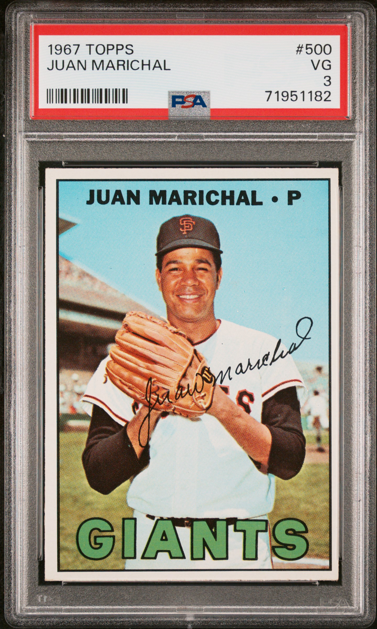 1967 Topps #500 Juan Marichal – PSA VG 3