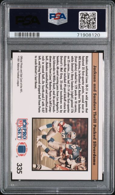 1991 Pro Set 335 Bo JacksonBarry Sanders Fresh Grade PSA EX