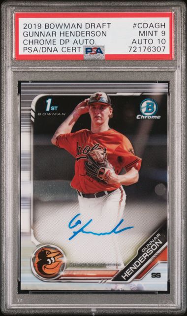 2019 Bowman BOWMAN DRAFT CHROME DRAFT PICKS AUTOGRAPH CHROME DP AUTO.CertificationPrimary Signer (1 Signer)GUNNAR HENDERSON #CDAGH Gunnar Henderson front