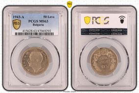 1943-A 50 Leva KM-48a MS63