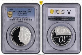1995 10 G Hugo de Groot KM-220  Ag PR70DCAM