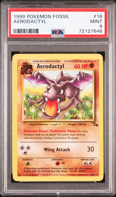 Sold at Auction: 1999 Pokemon Fossil #1 Aerodactyl - Holo PSA 6