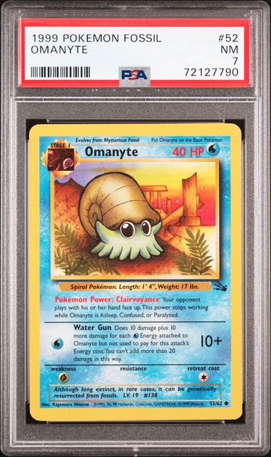 1999 Pokemon Fossil #52 Omanyte PSA 7 on Goldin Marketplace