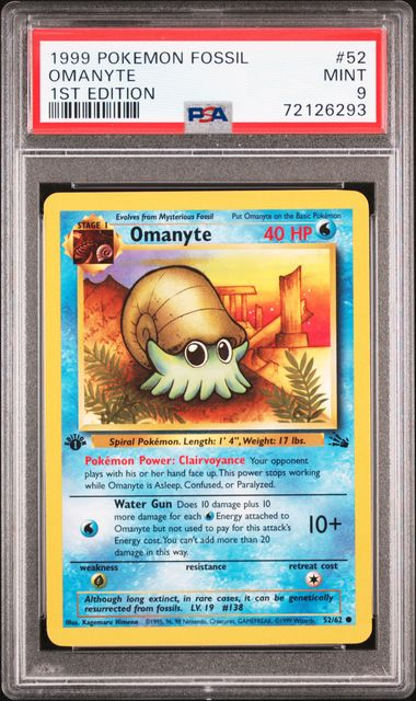 1999 Pokemon Fossil 1St Edition #52 Omanyte PSA 9 on Goldin Marketplace