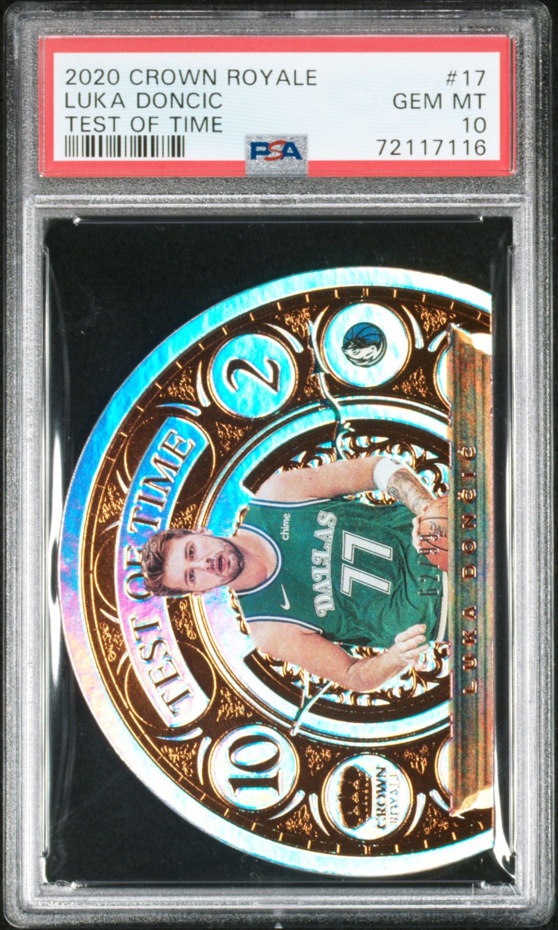 2020 PANINI CROWN ROYALE TEST OF TIME LUKA DONCIC TEST OF TIME 17 GEM MT 10 front