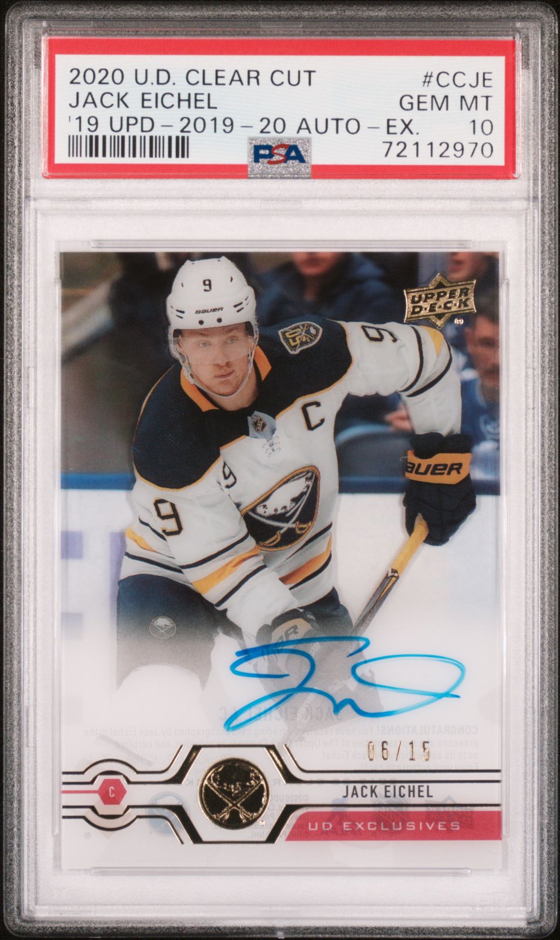 2020 Upper Deck UPPER DECK CLEAR CUT UPDATE Green #CCJE Jack Eichel front
