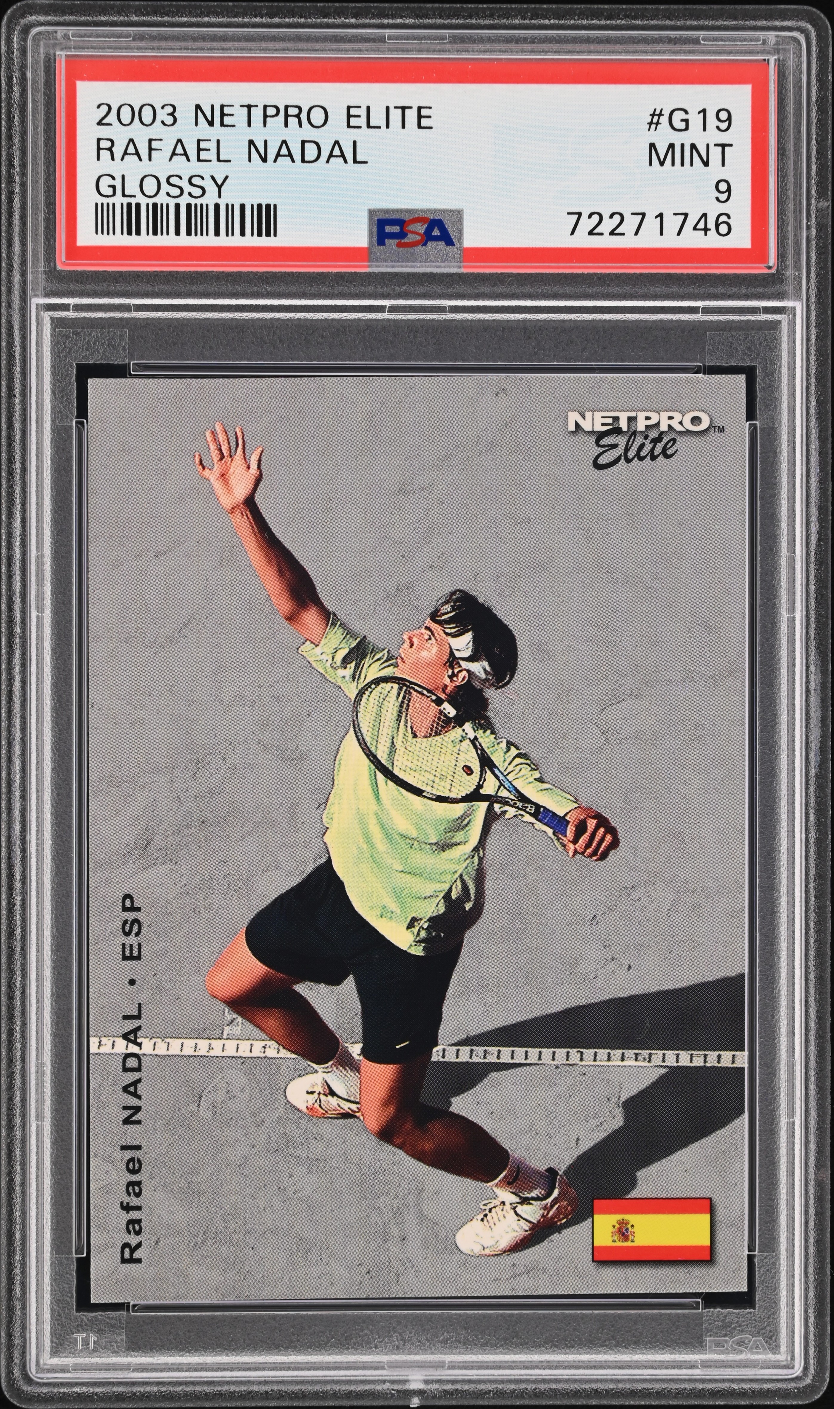 2003 Netpro Elite Glossy #G19 Rafael Nadal (#/100) – PSA MINT 9