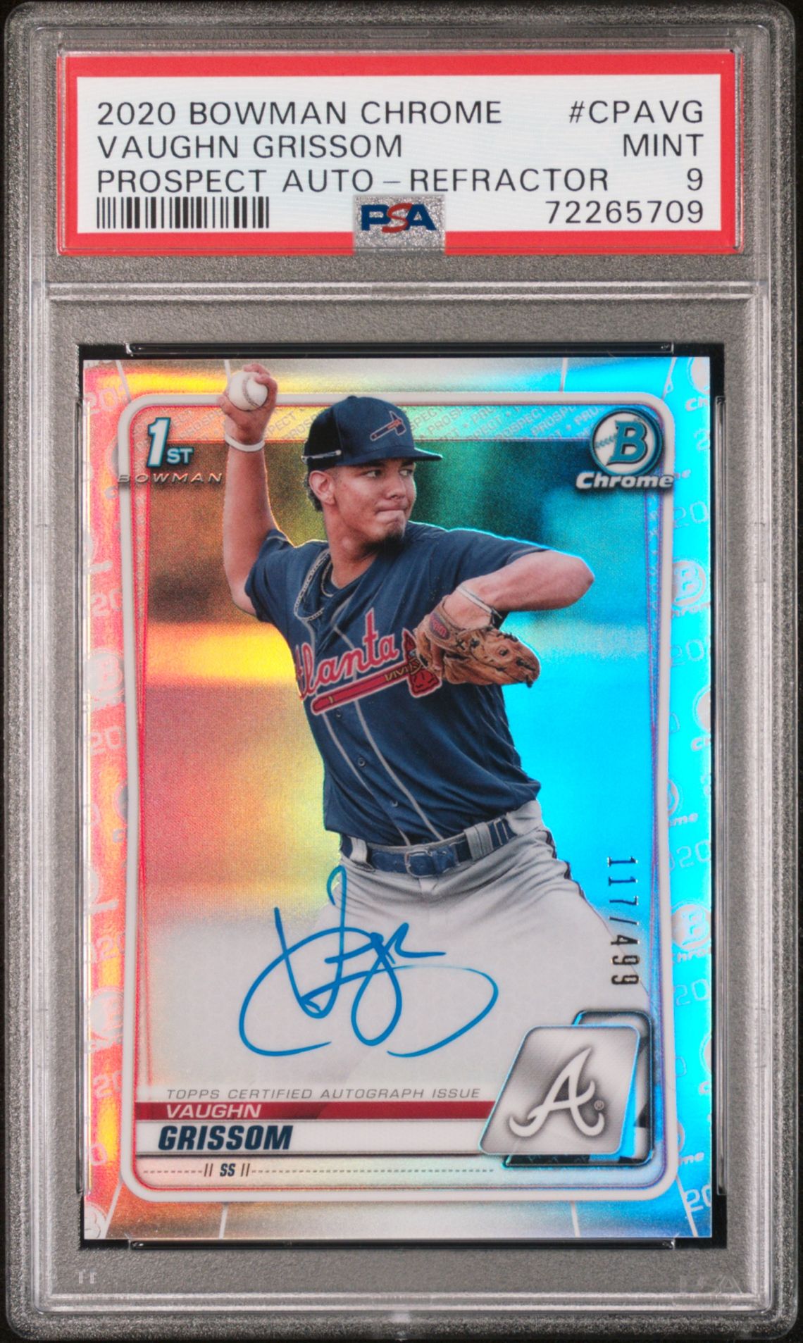 2020 Bowman BOWMAN CHROME PROSPECT AUTOGRAPHS Auto Refractor Vaughn Grissom front