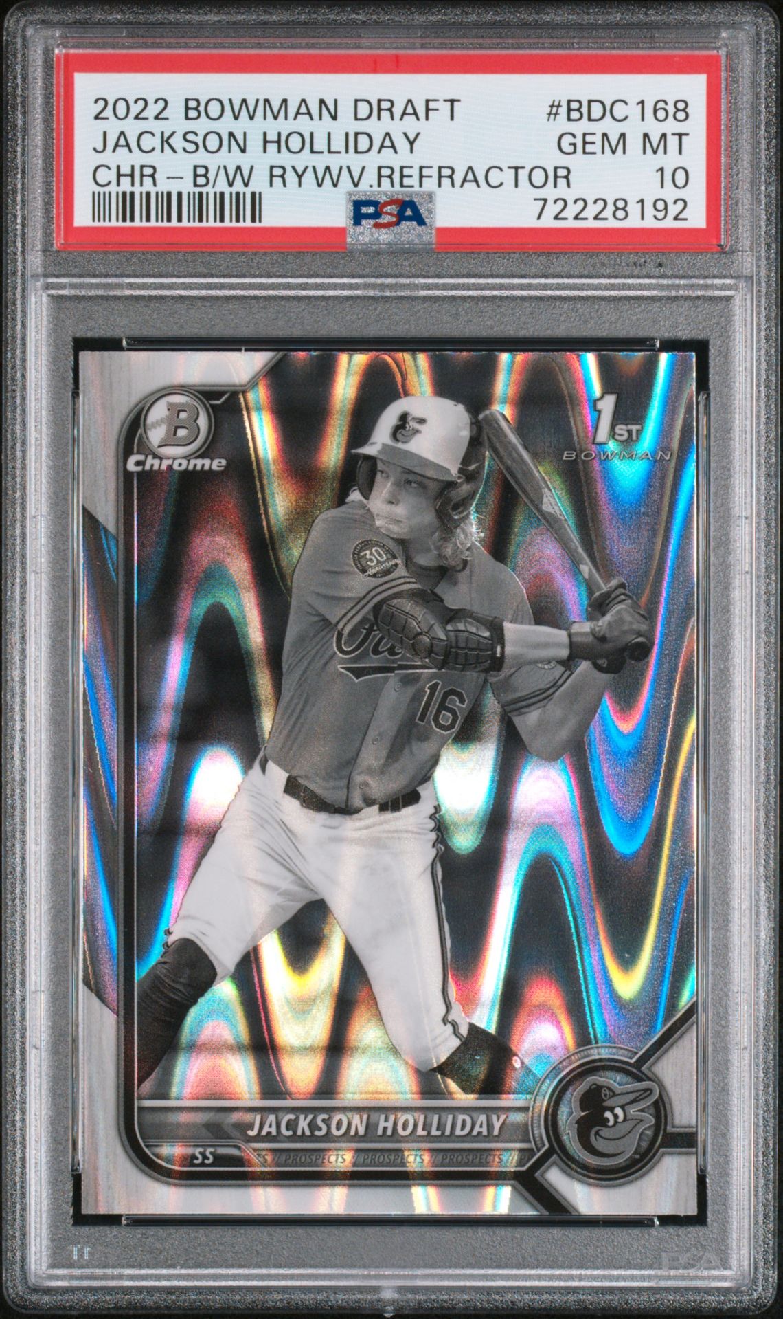 2022 Bowman BOWMAN DRAFT CHR-B/W RYWV.REFRACTOR #BDC168 Jackson Holliday front
