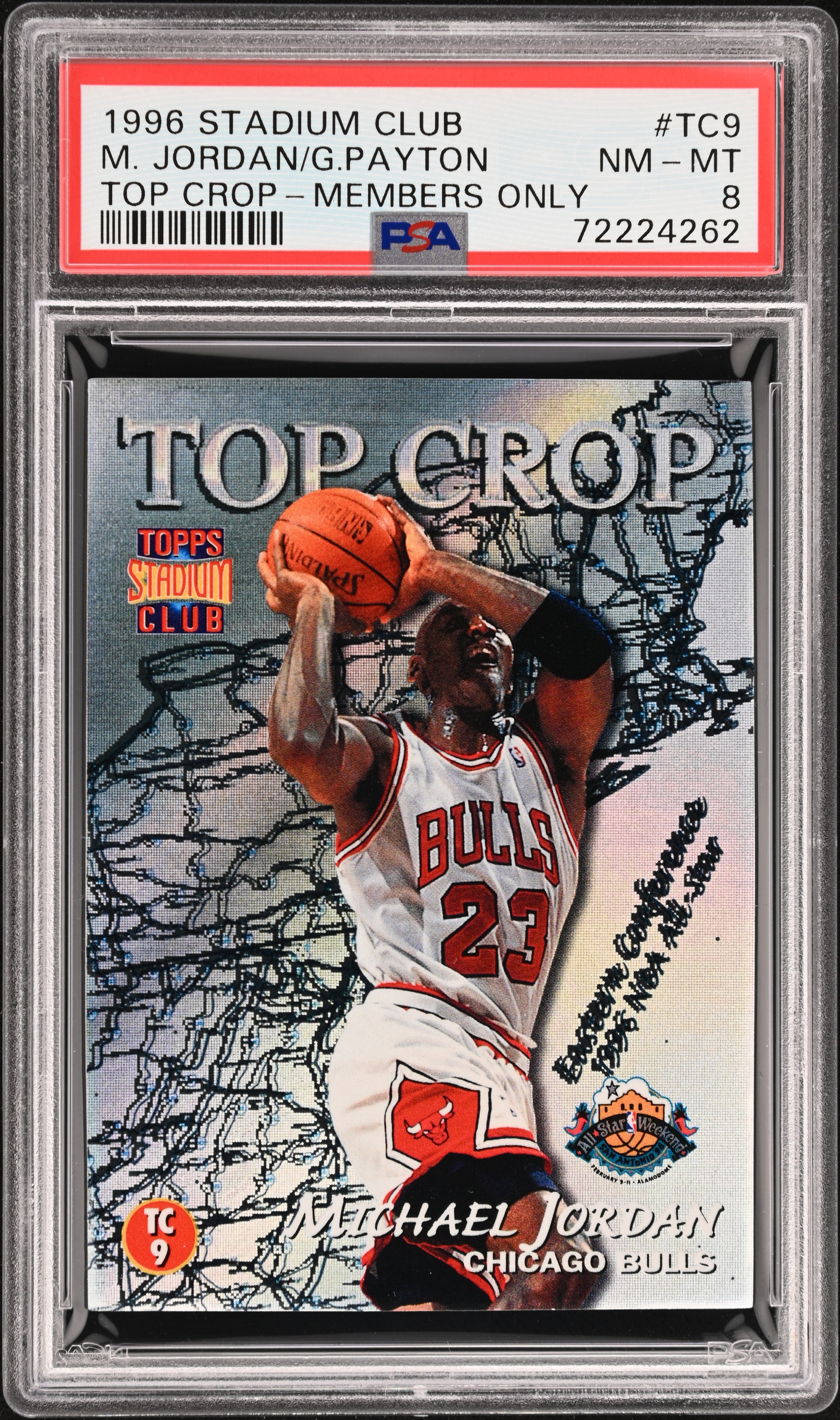 1996-97 Topps Stadium Club Top Crop Members Only #TC9 Gary Payton/Michael Jordan – PSA NM-MT 8