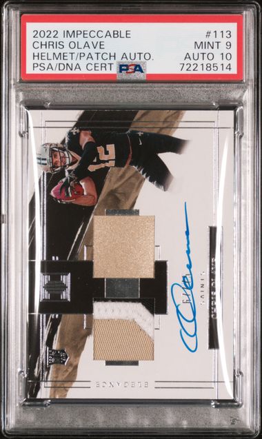 2022 Panini Impeccable Chris Olave #113 (Helmet/Patch Auto.) Mint 9 front