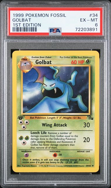 1999 Fossil #1 Aerodactyl - Holo (PSA 6 EX-MT)