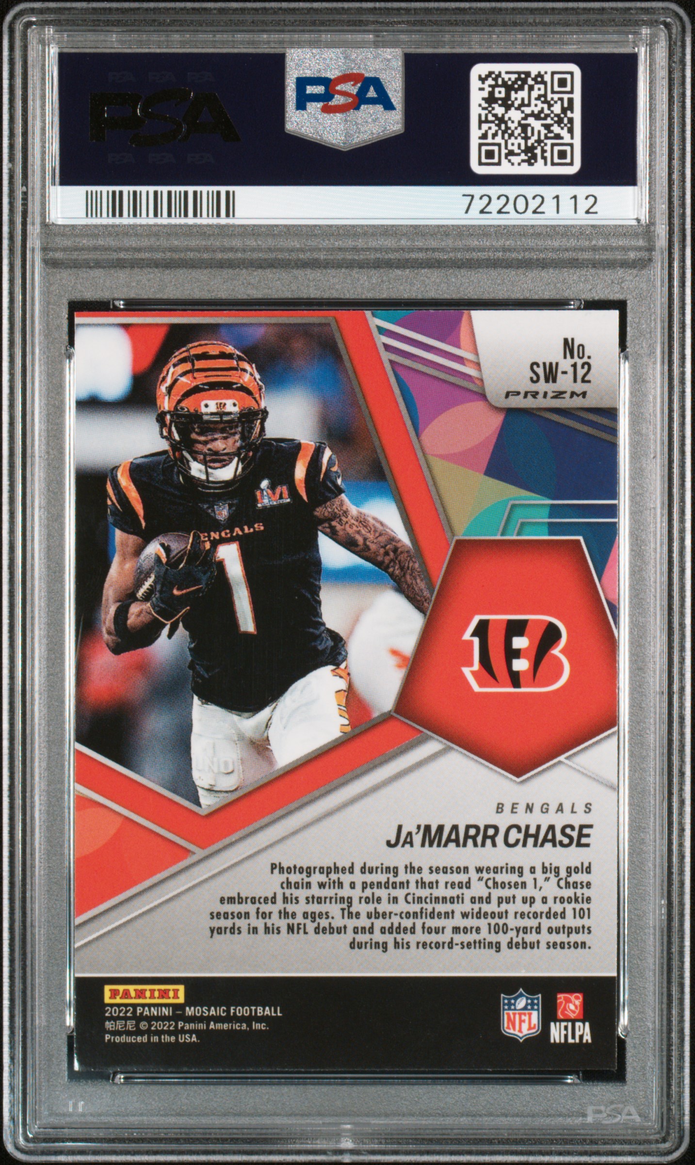 2022 Panini Mosaic Swagger Ja'marr Chase #Sw12 (Swagger-Silver) Gem Mt 10 back