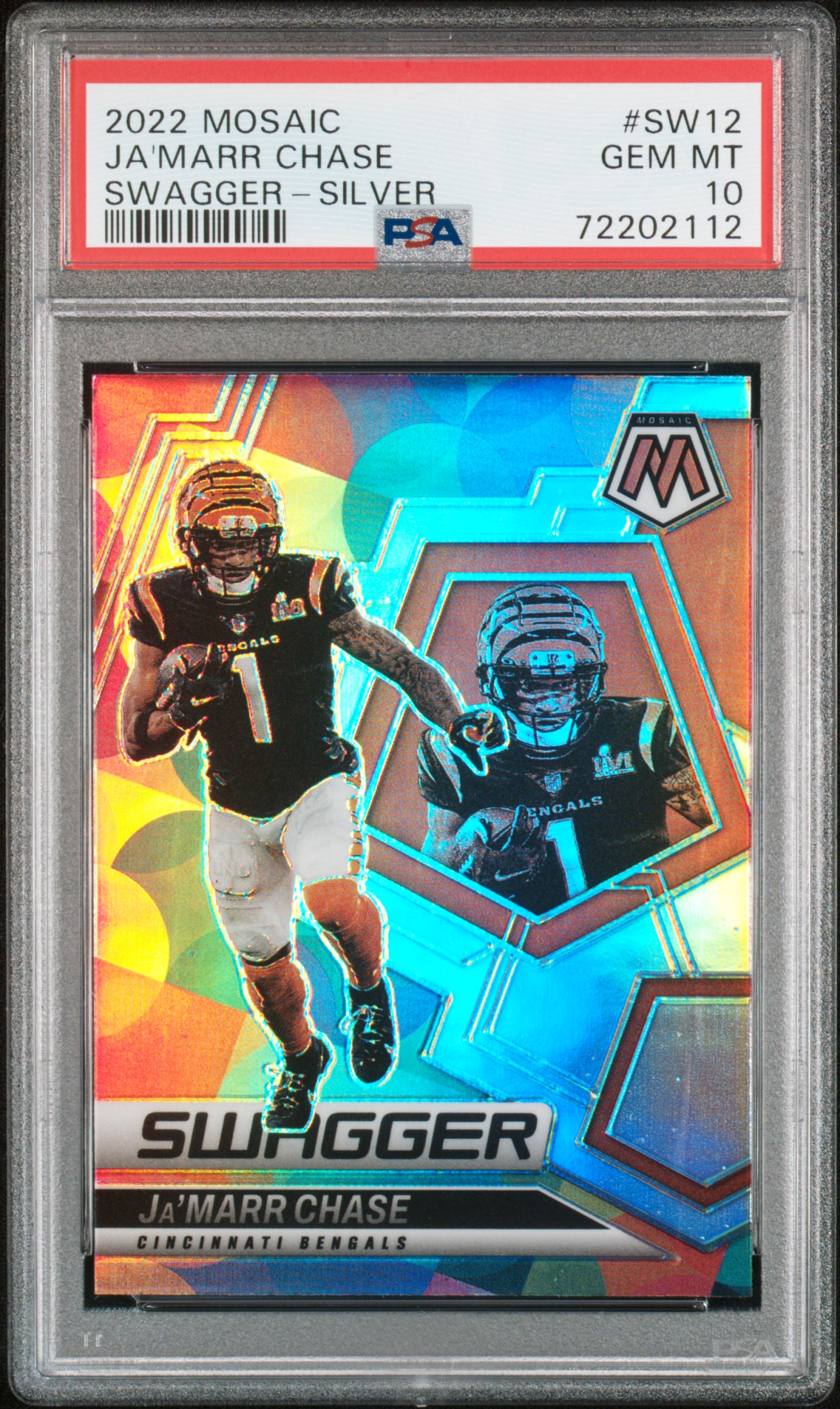2022 Panini Mosaic Swagger Ja'marr Chase #Sw12 (Swagger-Silver) Gem Mt 10 front