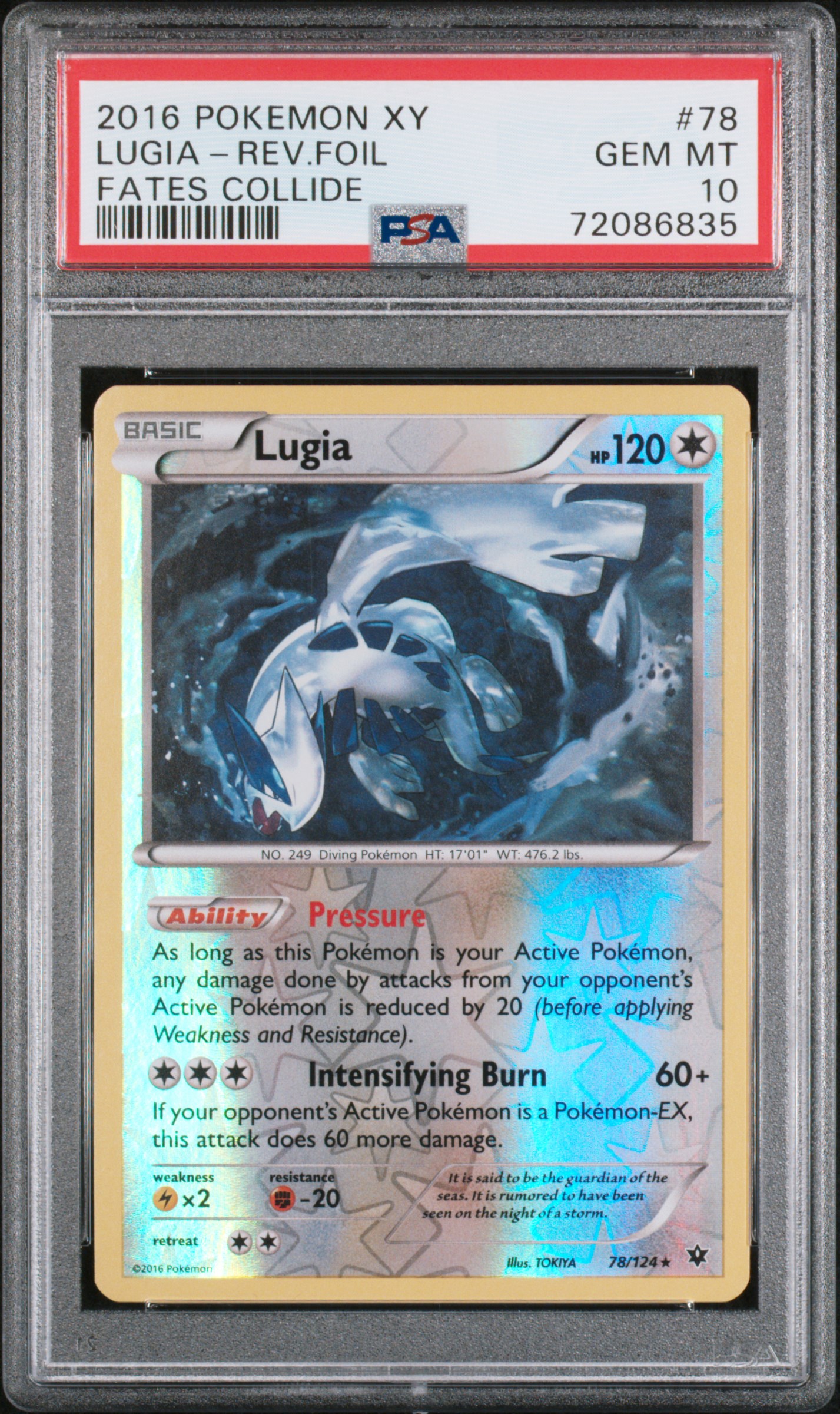 2016 Pokemon XY Fates Collide Reverse Foil #78 Lugia – PSA GEM MT 10