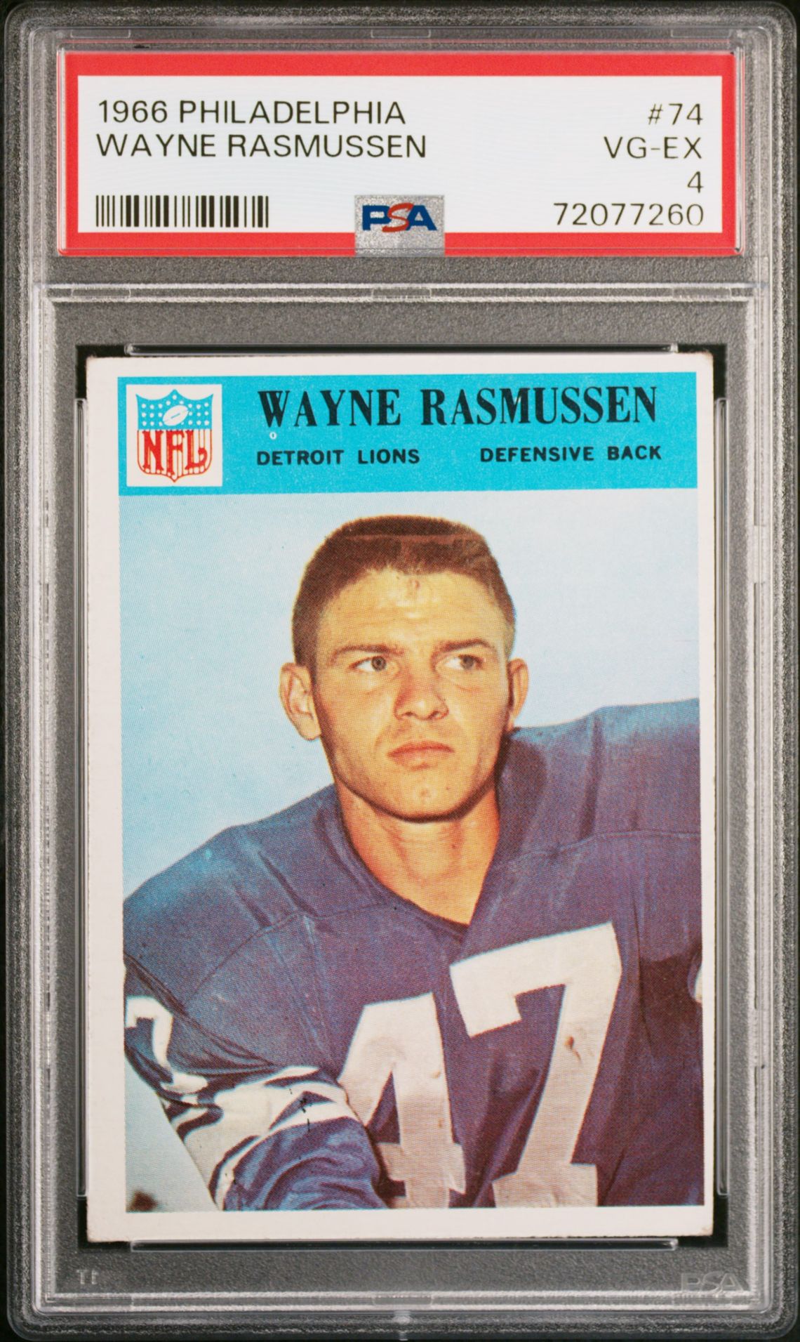 1966 PHILADELPHIA #74 Wayne Rasmussen front