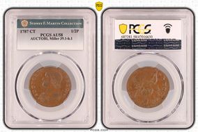 1787 CT 1/2P AUCTOBI, Miller 39.1-h.1 AU58BN