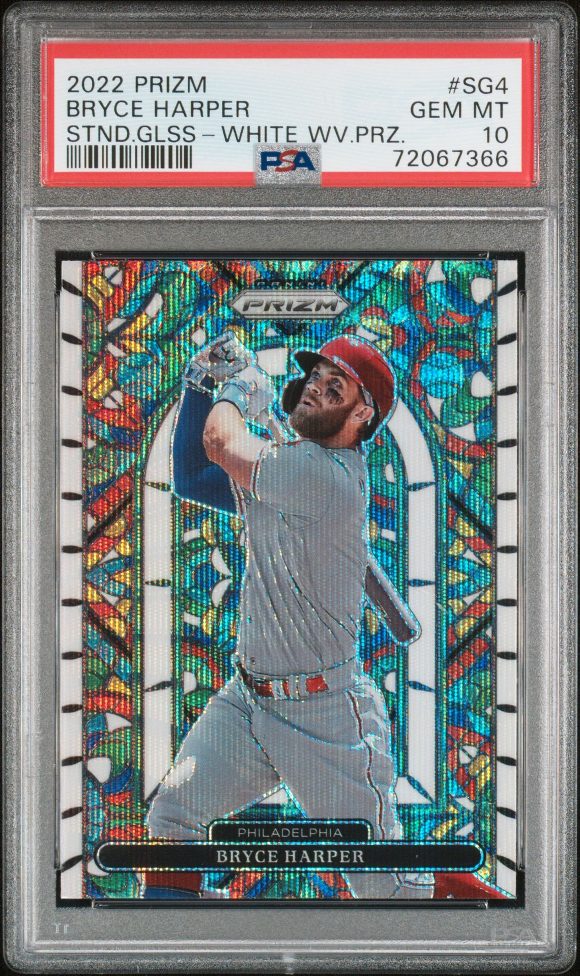 2022 Panini PANINI PRIZM STAINED GLASS STND.GLSS-WHITE WV.PRZ. #SG4 Bryce Harper front