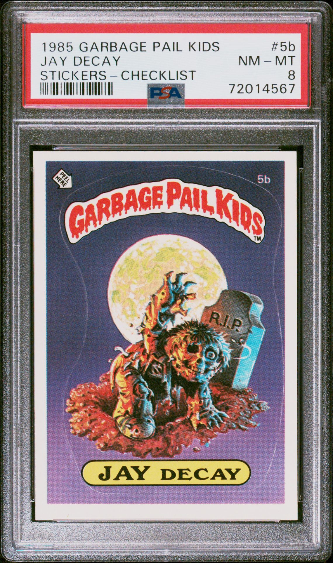 1985 Topps GARBAGE PAIL KIDS STICKERS CHECKLIST #5B Jay Decay front