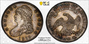 1819 50C Overton 109 AU58