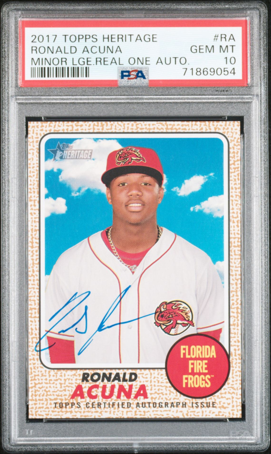 2017 Bowman TOPPS HERITAGE MINOR LEAGUE REAL ONE AUTOGRAPHS MINOR LGE.REAL ONE AUTO. #RA Ronald Acuna front