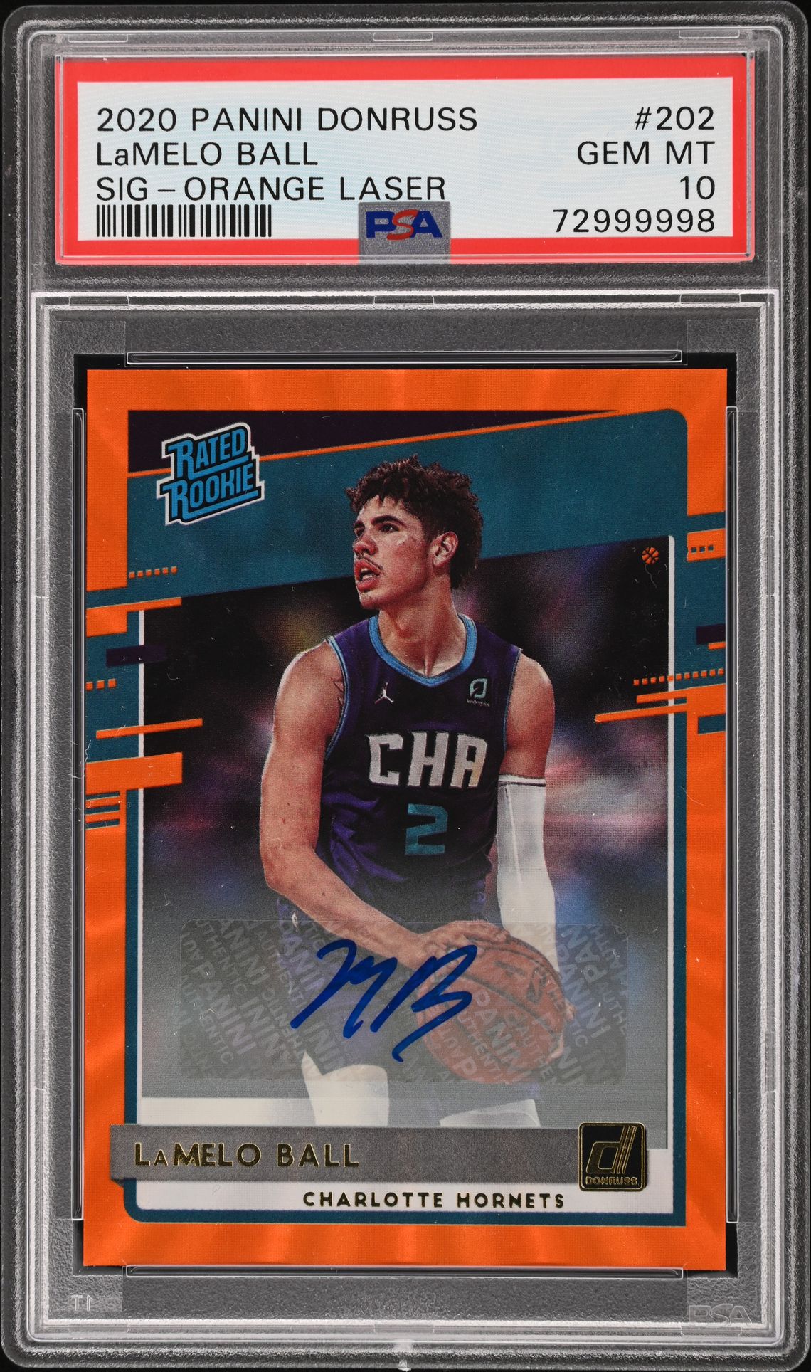 2020 Panini PANINI DONRUSS SIG-ORANGE LASER #202 Lamelo Ball front