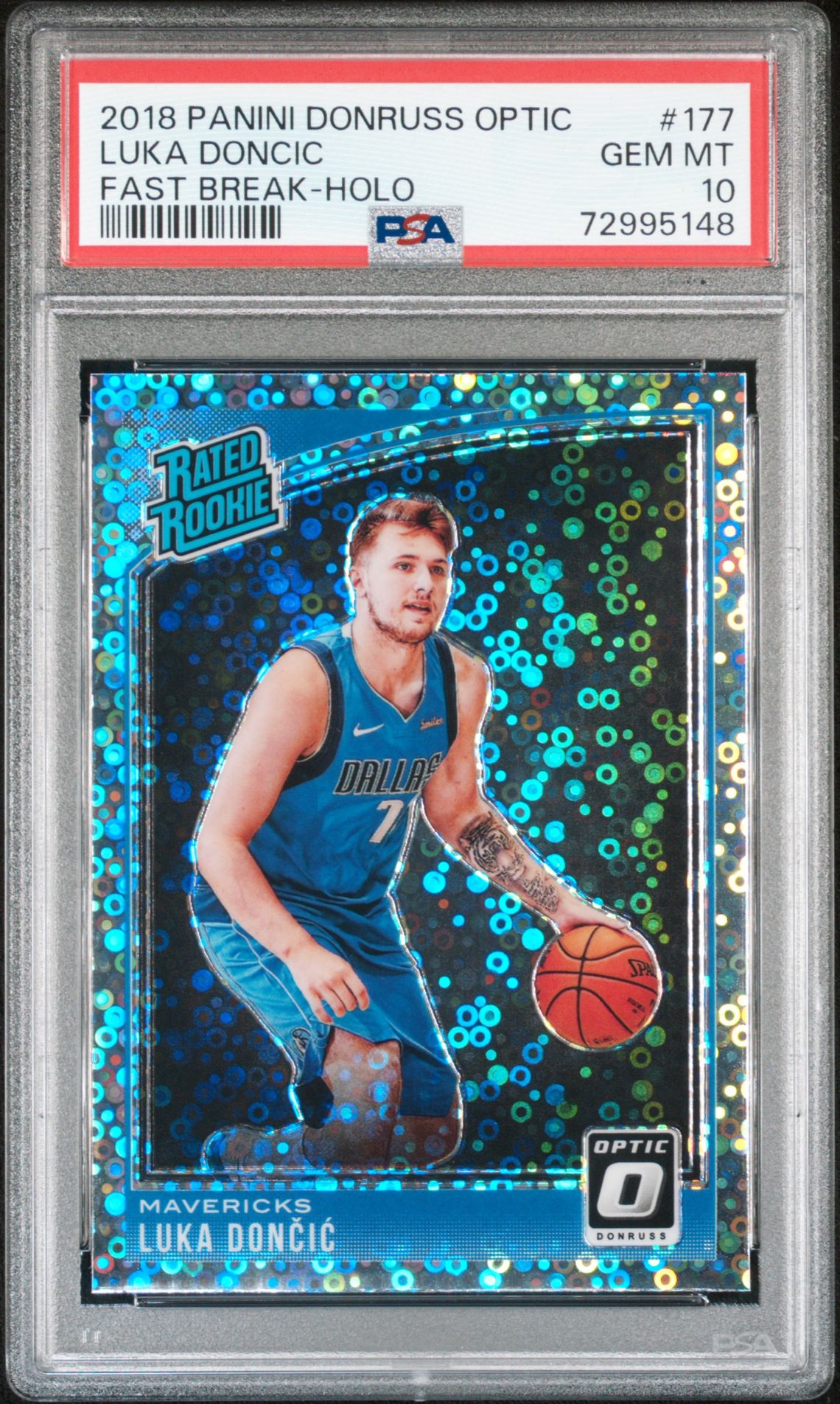 2018 Panini PANINI DONRUSS OPTIC FAST BREAK-HOLO #177 Luka Doncic front