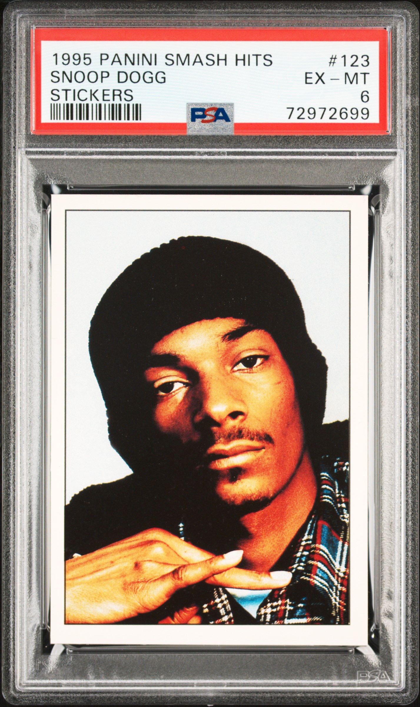 1995 Panini Smash Hits Stickers #123 Snoop Dogg – PSA EX-MT 6