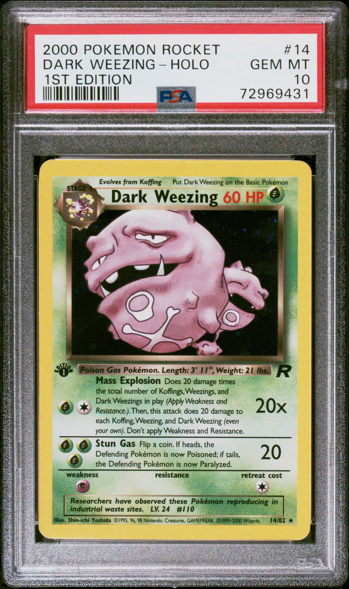 2000 Pokemon POKEMON ROCKET 1ST EDITION #14 Dark Weezing-Holo front