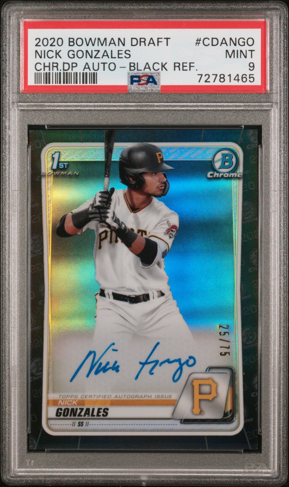 2020 Bowman BOWMAN DRAFT CHROME DRAFT PICKS AUTOGRAPHS CHR.DP AUTO-BLACK REF. #CDANGO Nick Gonzales front