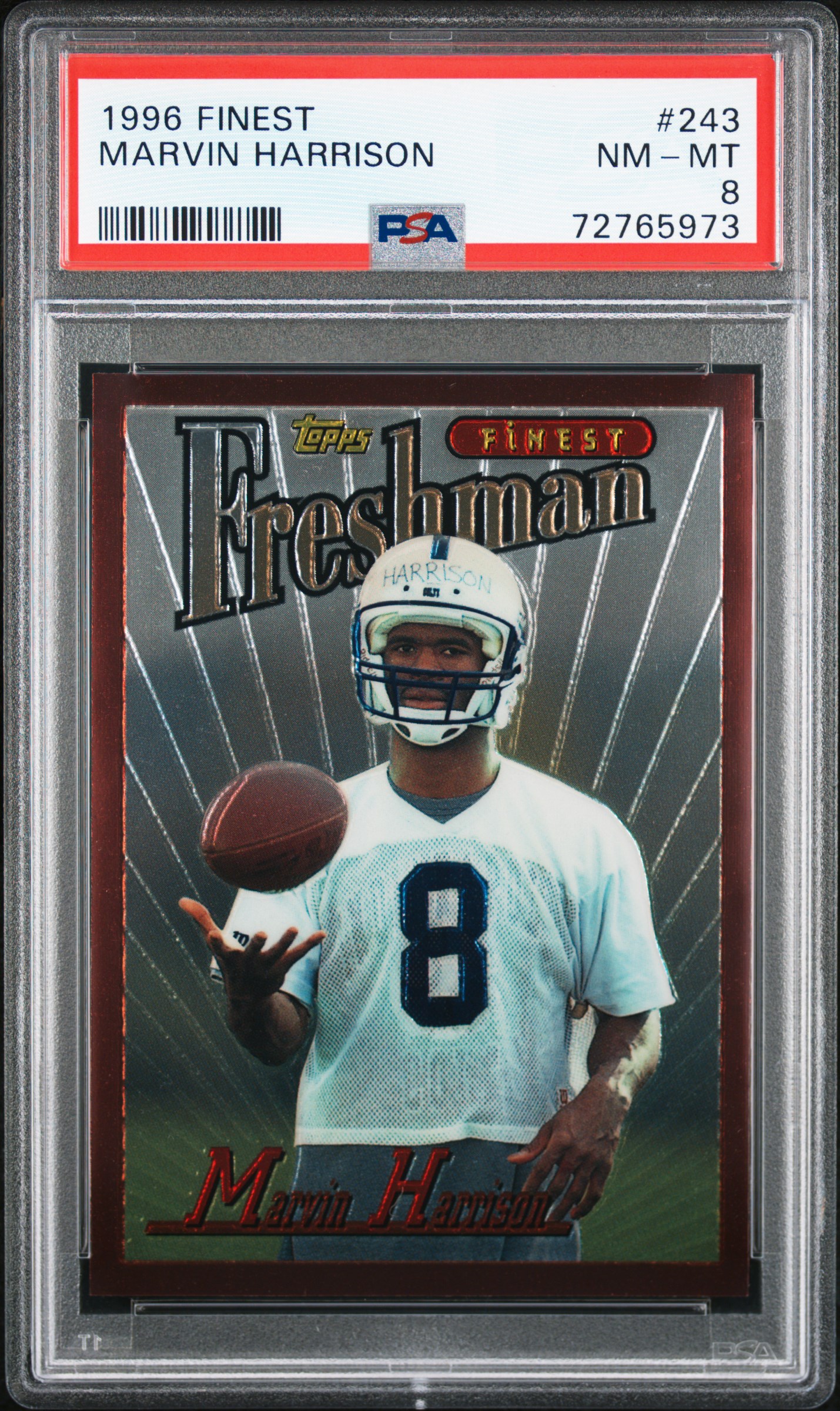 1996 Topps Finest #243 Marvin Harrison Rookie Card – PSA NM-MT 8