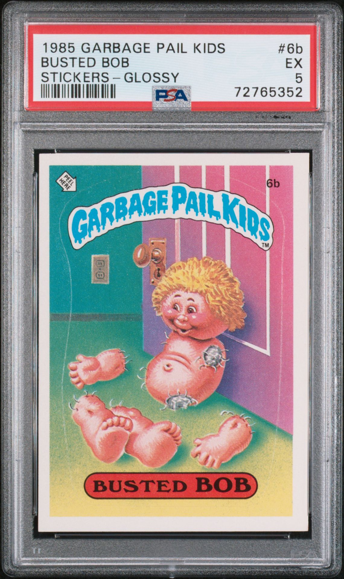 1985 Topps GARBAGE PAIL KIDS STICKERS GLOSSY #6B Busted Bob front