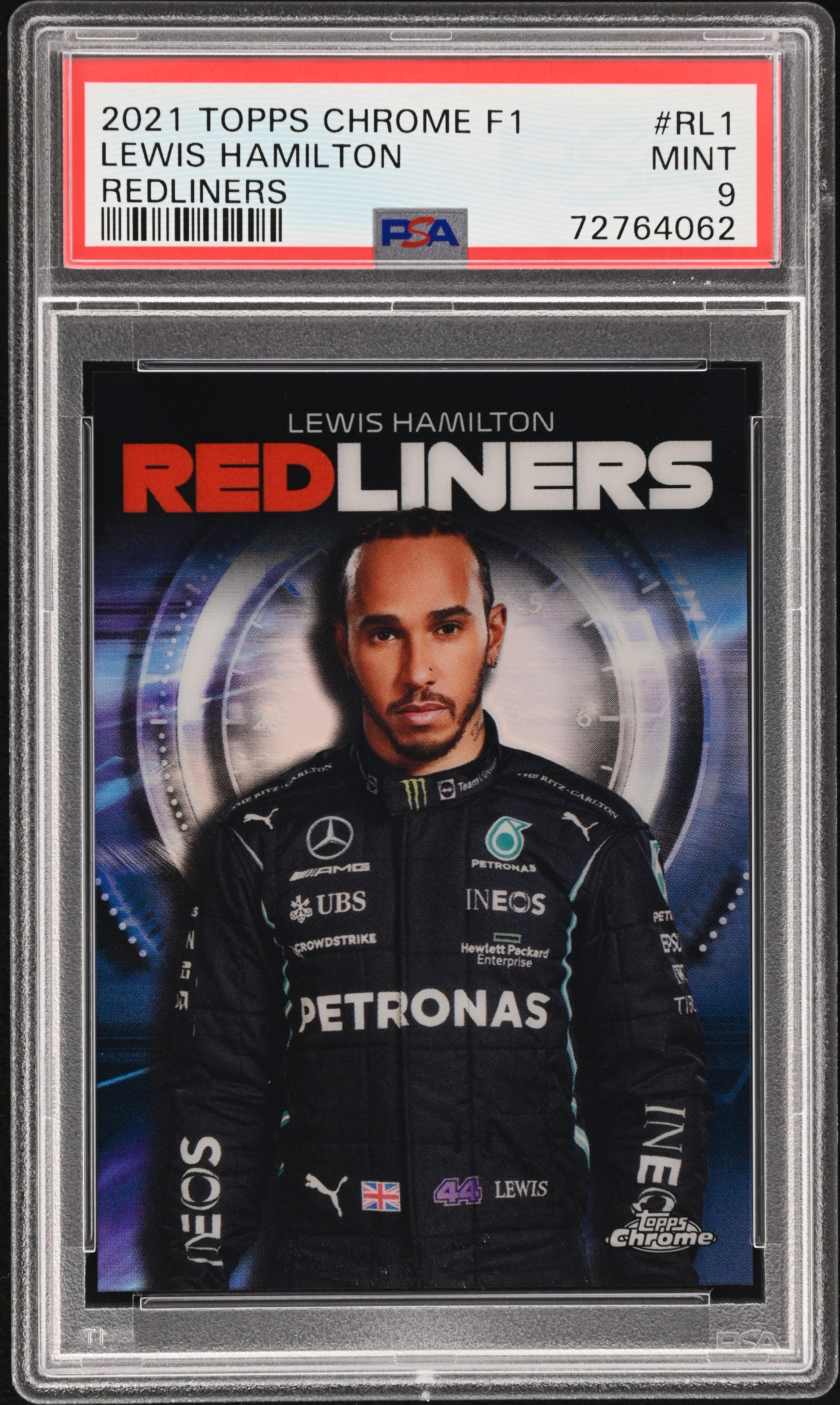 2021 Topps Chrome Formula 1 Redliners #RL1 Lewis Hamilton - PSA MINT 9