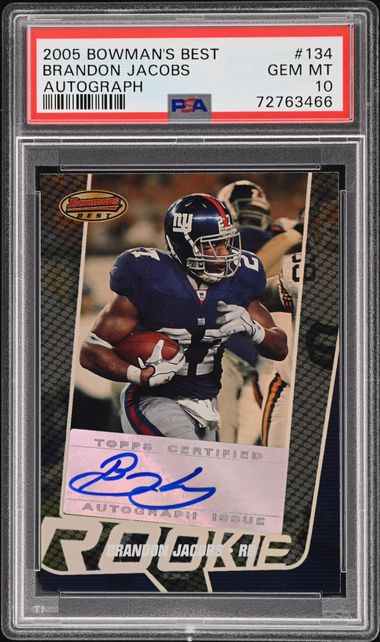 2005 Bowman's Best Autograph #134 Brandon Jacobs Signed Rookie Card  (#369/999) - PSA GEM MT 10 on Goldin Auctions