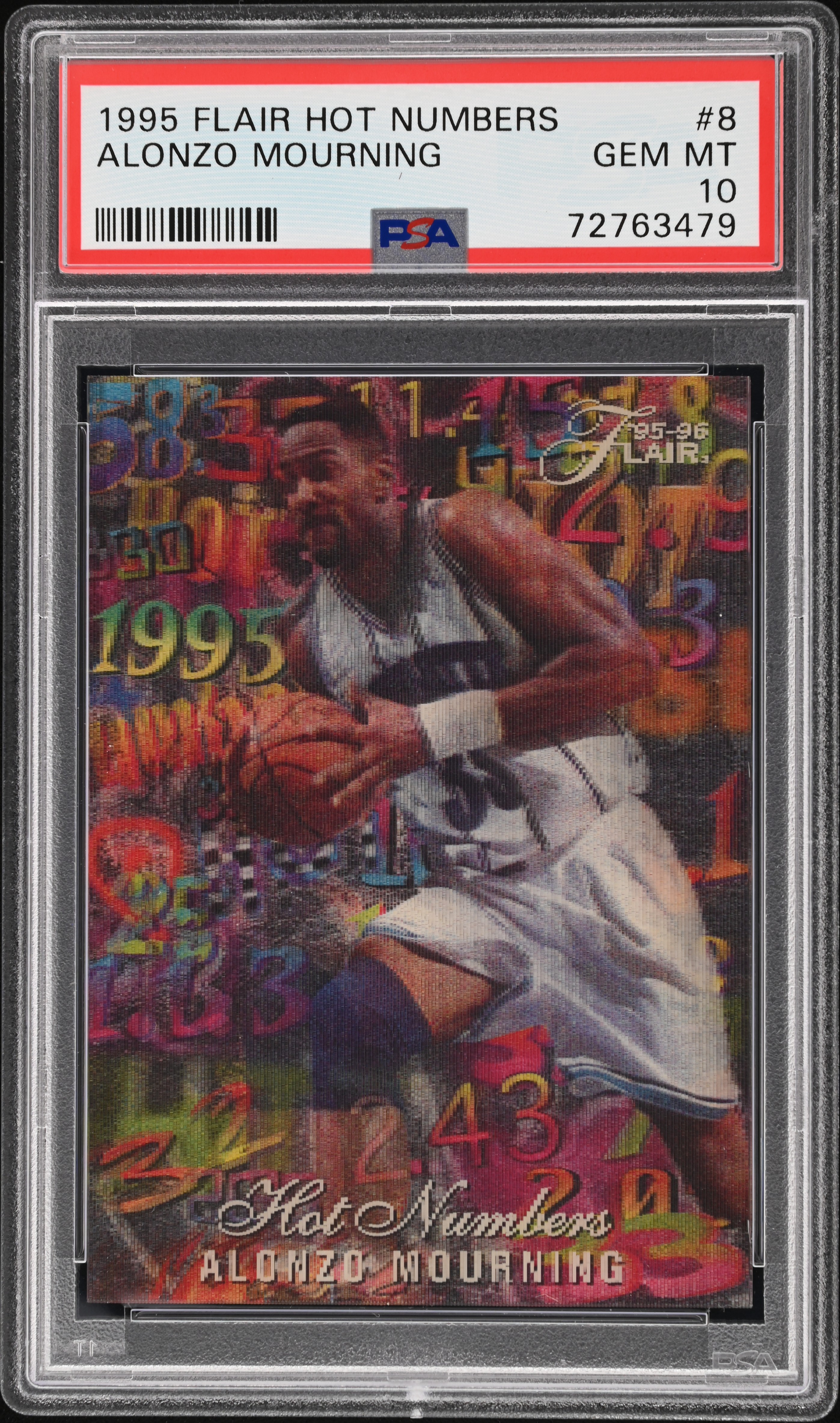 1995-96 Fleer Flair Hot Numbers #8 Alonzo Mourning - PSA GEM MT 10