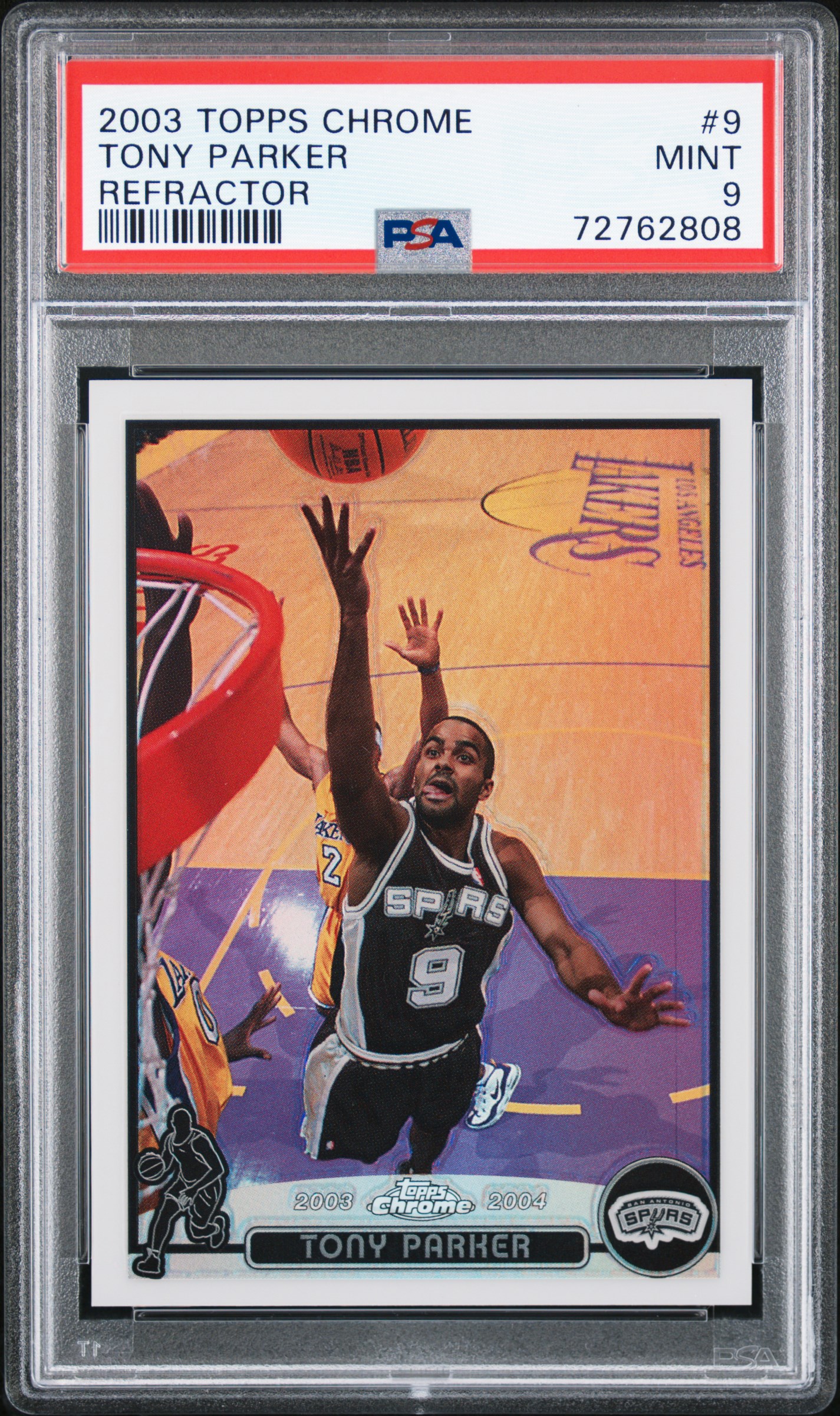 2003 Topps Chrome Refractor #9 Tony Parker PSA 9